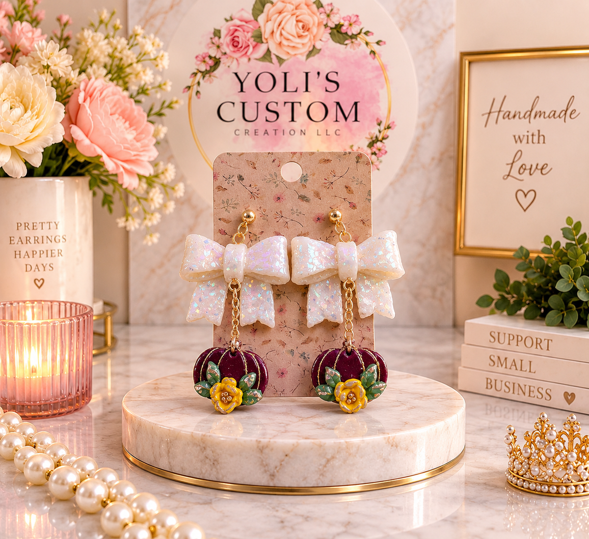 🎀 Autumn Bloom Bow Earrings