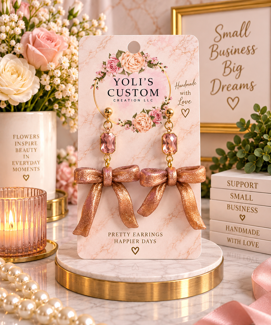 Rose-Gold Bow Elegance Earrings
