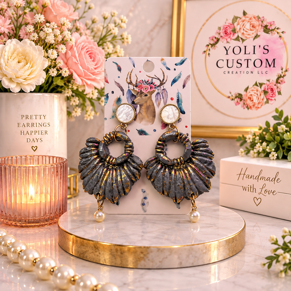 Golden Twilight Statement Earrings
