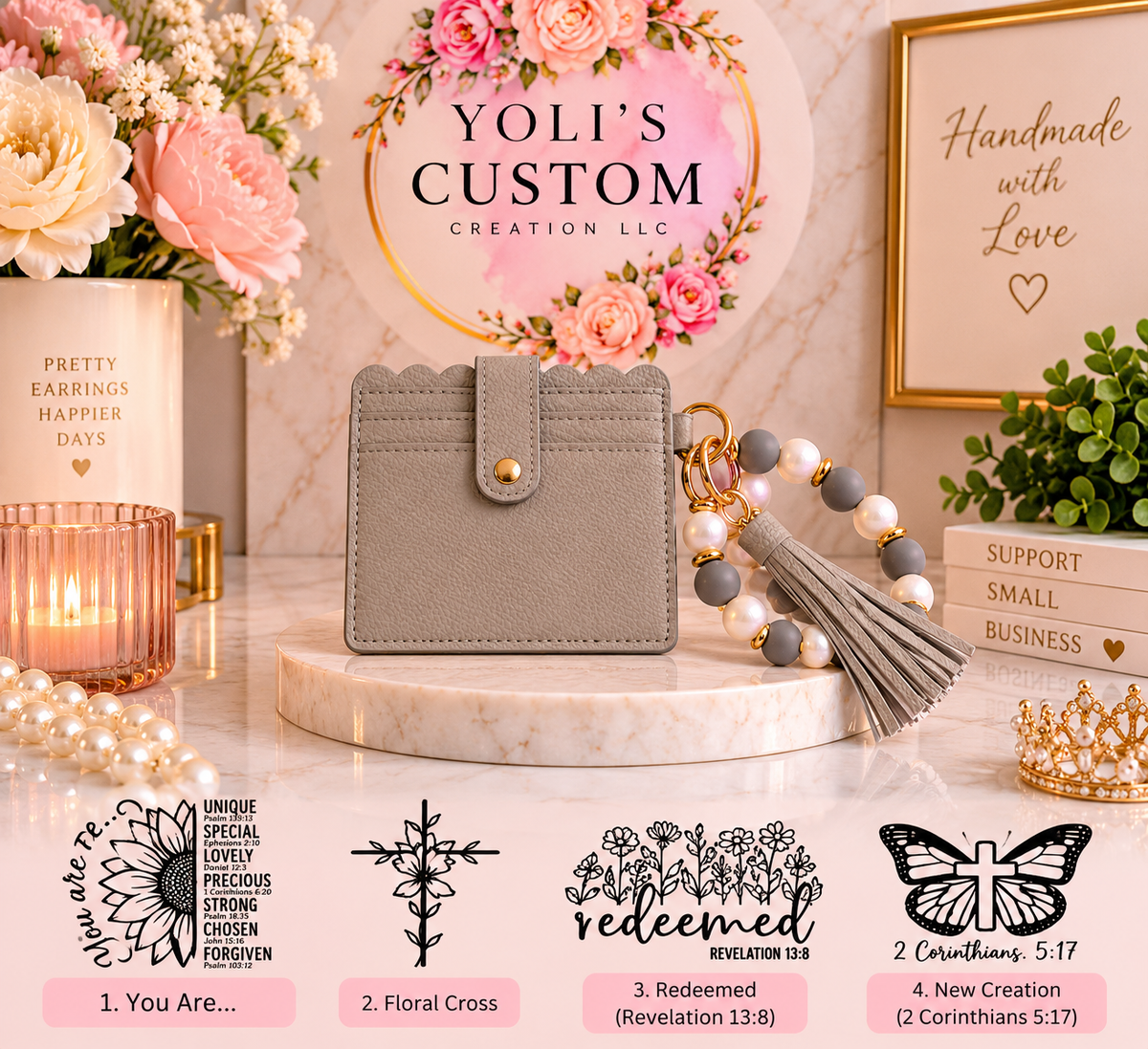 Personalized Beaded Cardholder Wristlet