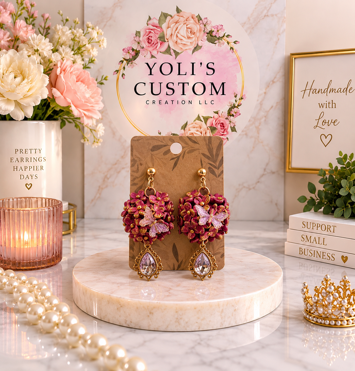 Royal Burgundy Bloom Earrings