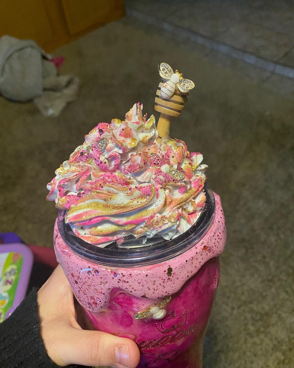 Pink Honeycomb Queen Bee Tumbler W/ Whipped Cream – Yoli's Custom