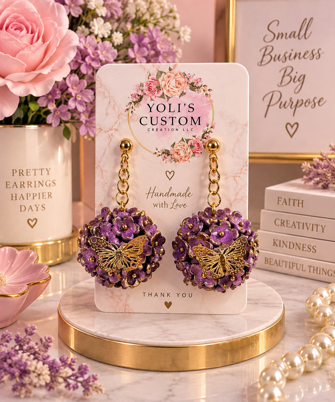 Purple Butterfly Bloom Earrings