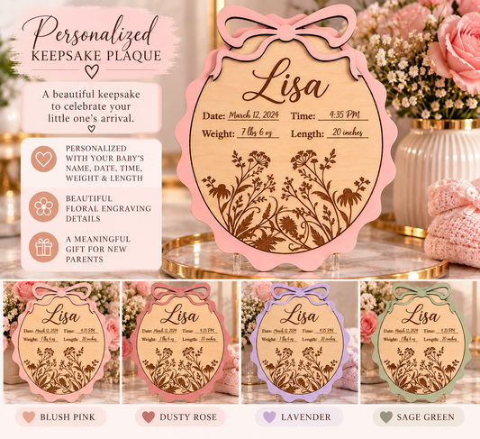 🎀 Personalized Baby Name Plaque