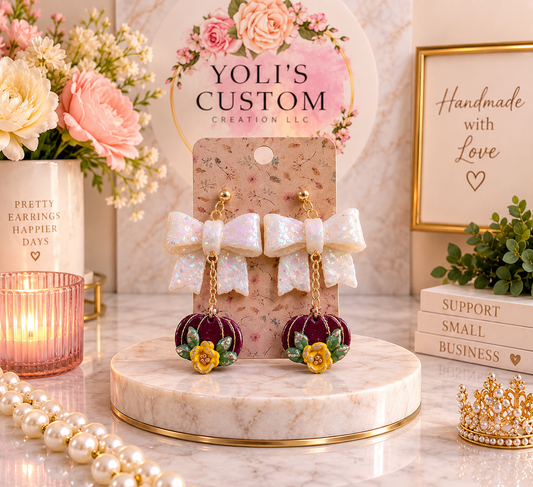 🎀 Autumn Bloom Bow Earrings