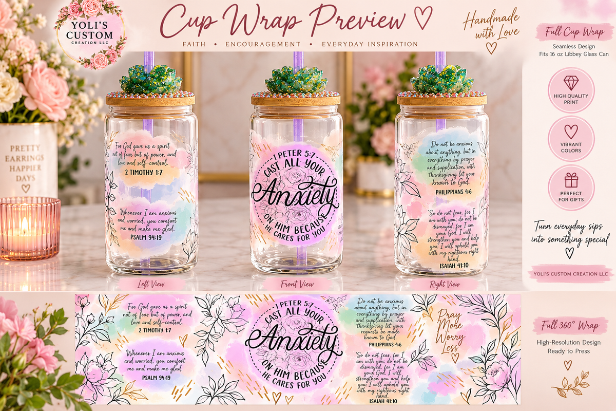Cast All Your Anxiety – Faith Glass Can Tumbler