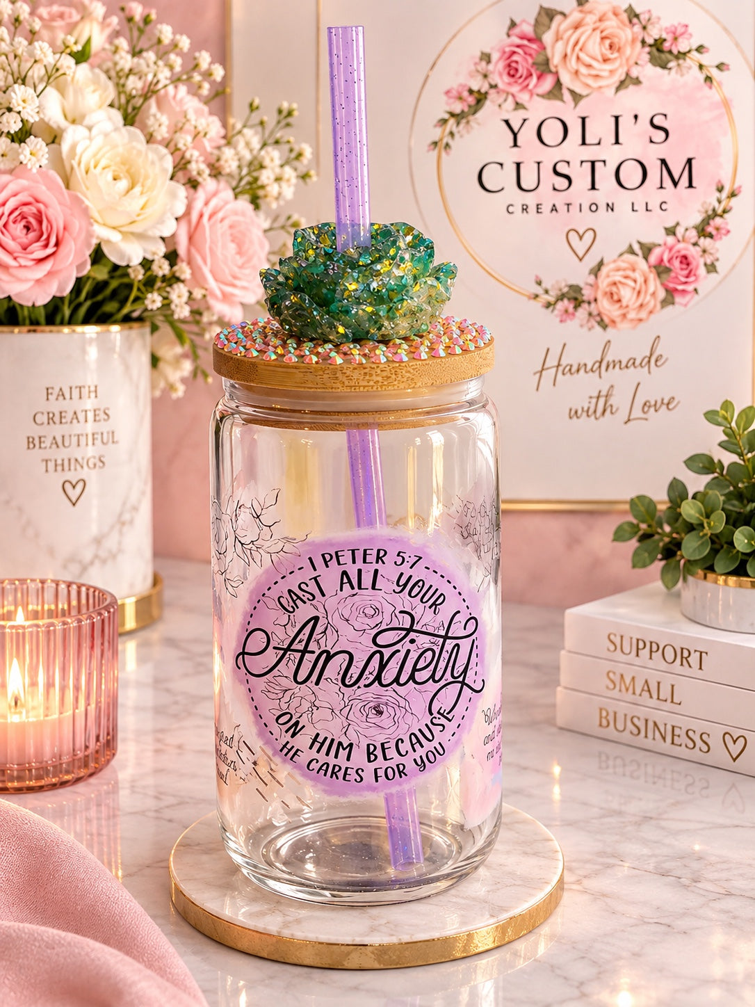 Cast All Your Anxiety – Faith Glass Can Tumbler