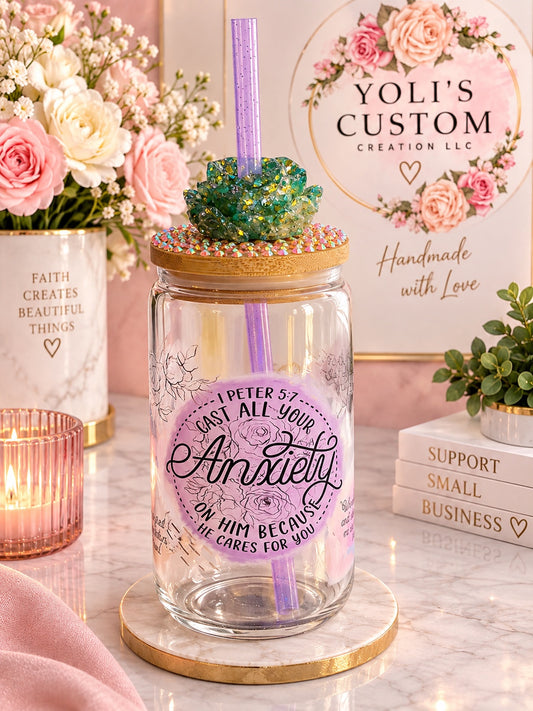 Cast All Your Anxiety – Faith Glass Can Tumbler