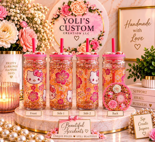 Hello Kitty Floral Glitter Snow Globe Tumbler