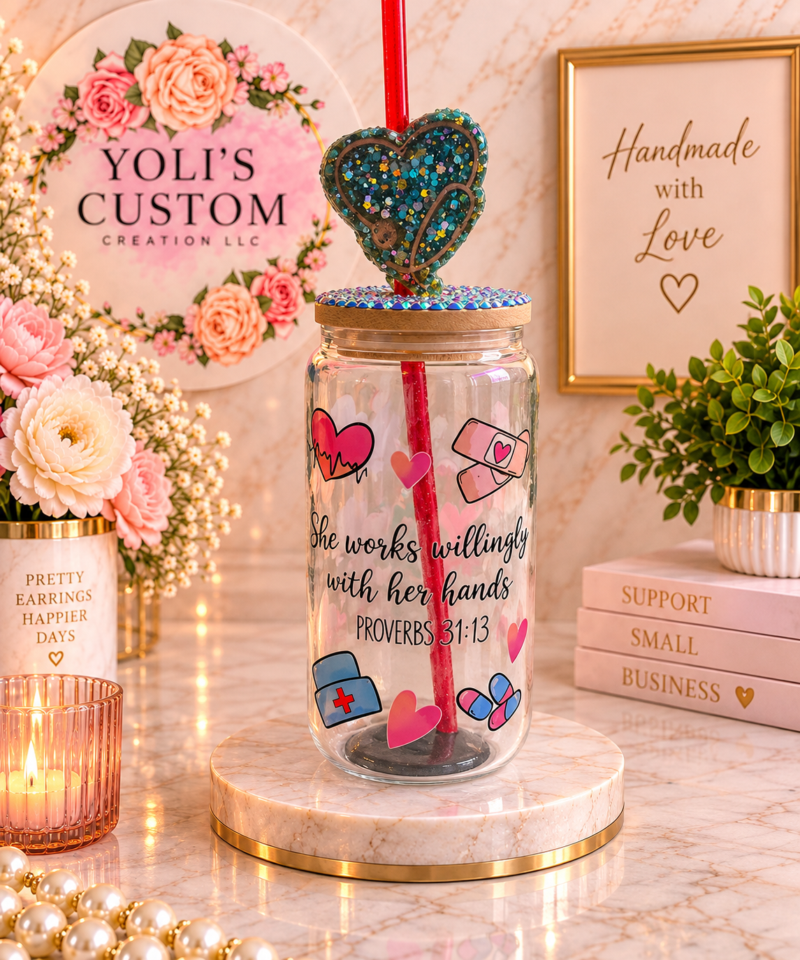 She Works Willingly With Her Hands — Medical Glass Tumbler