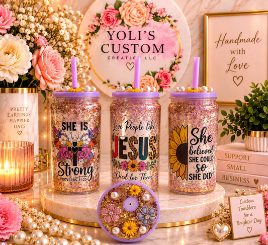 She Is Strong — Faith & Floral Tumbler