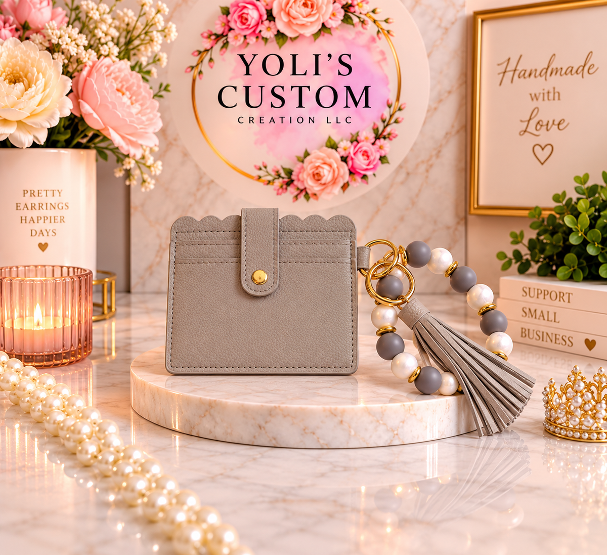 Personalized Beaded Cardholder Wristlet