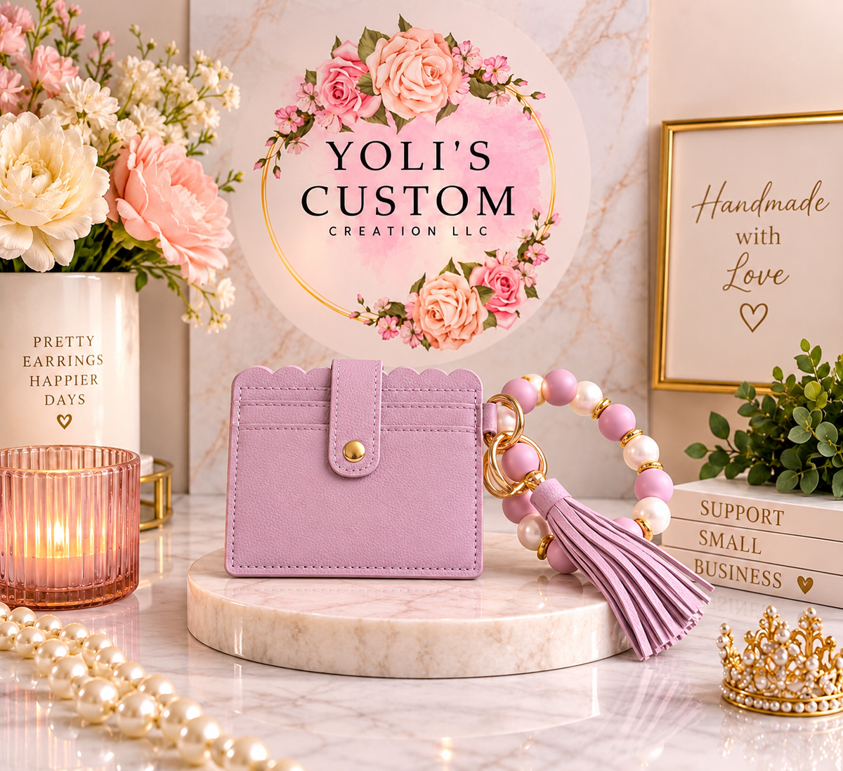 Personalized Beaded Cardholder Wristlet