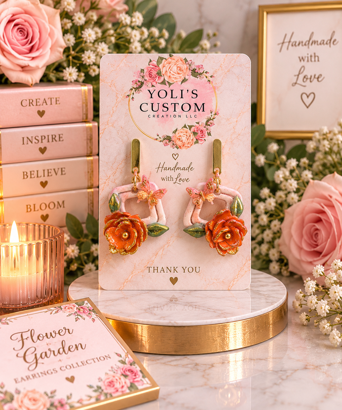 Golden Rose Blooms Earrings