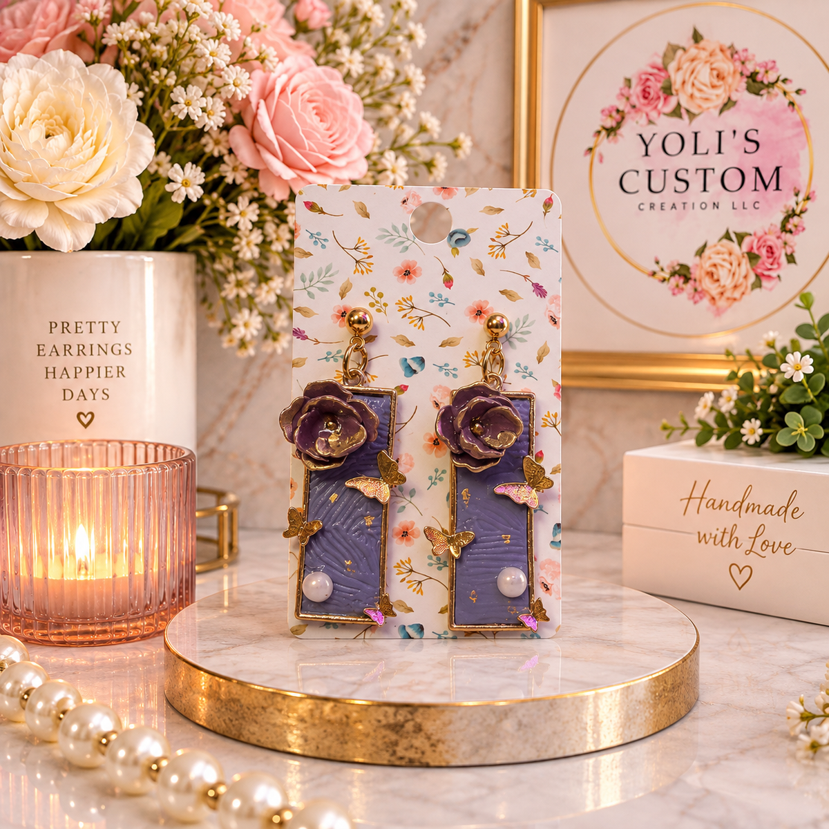 Lavender Garden Butterfly Earrings