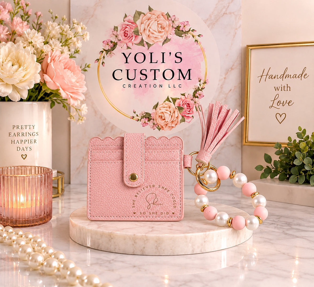 Personalized Beaded Cardholder Wristlet