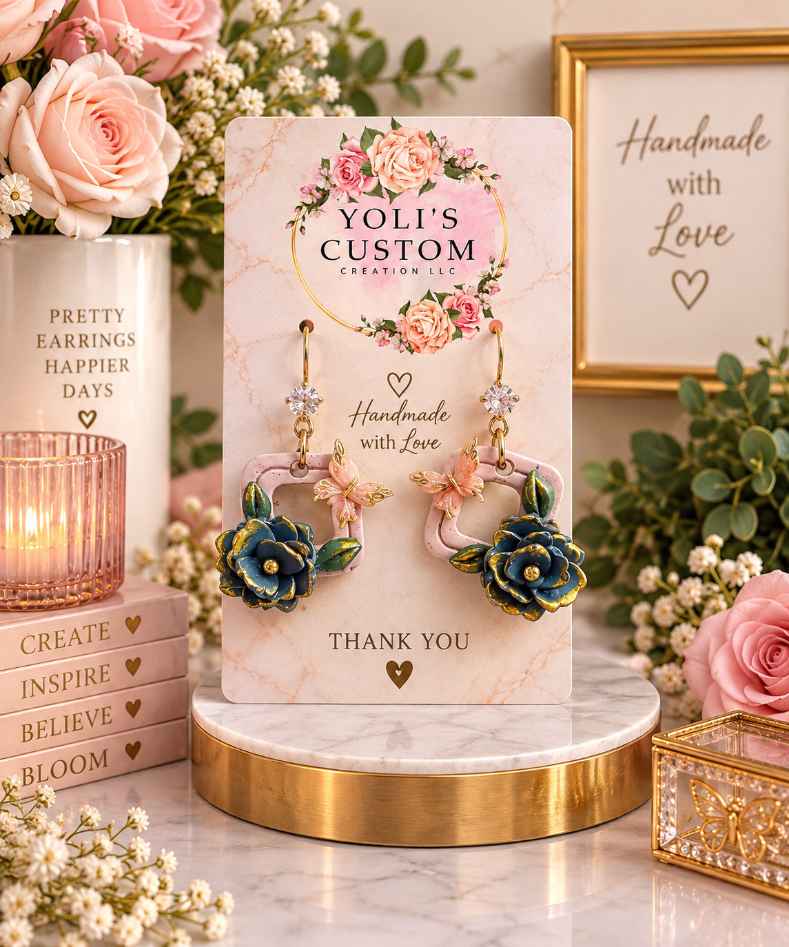 Midnight Garden Rose Earrings