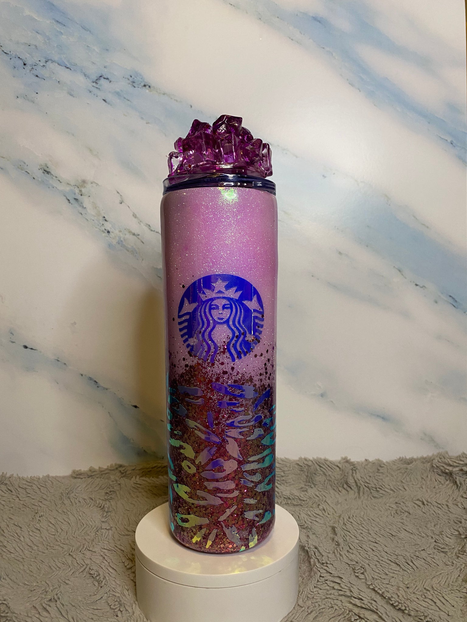 Purple Leopard Tumbler W/ Magnets Iced Lid