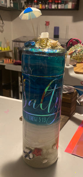 Stay Salty Beach Tumbler w/ beach lid