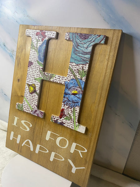 Happy Wood Sign